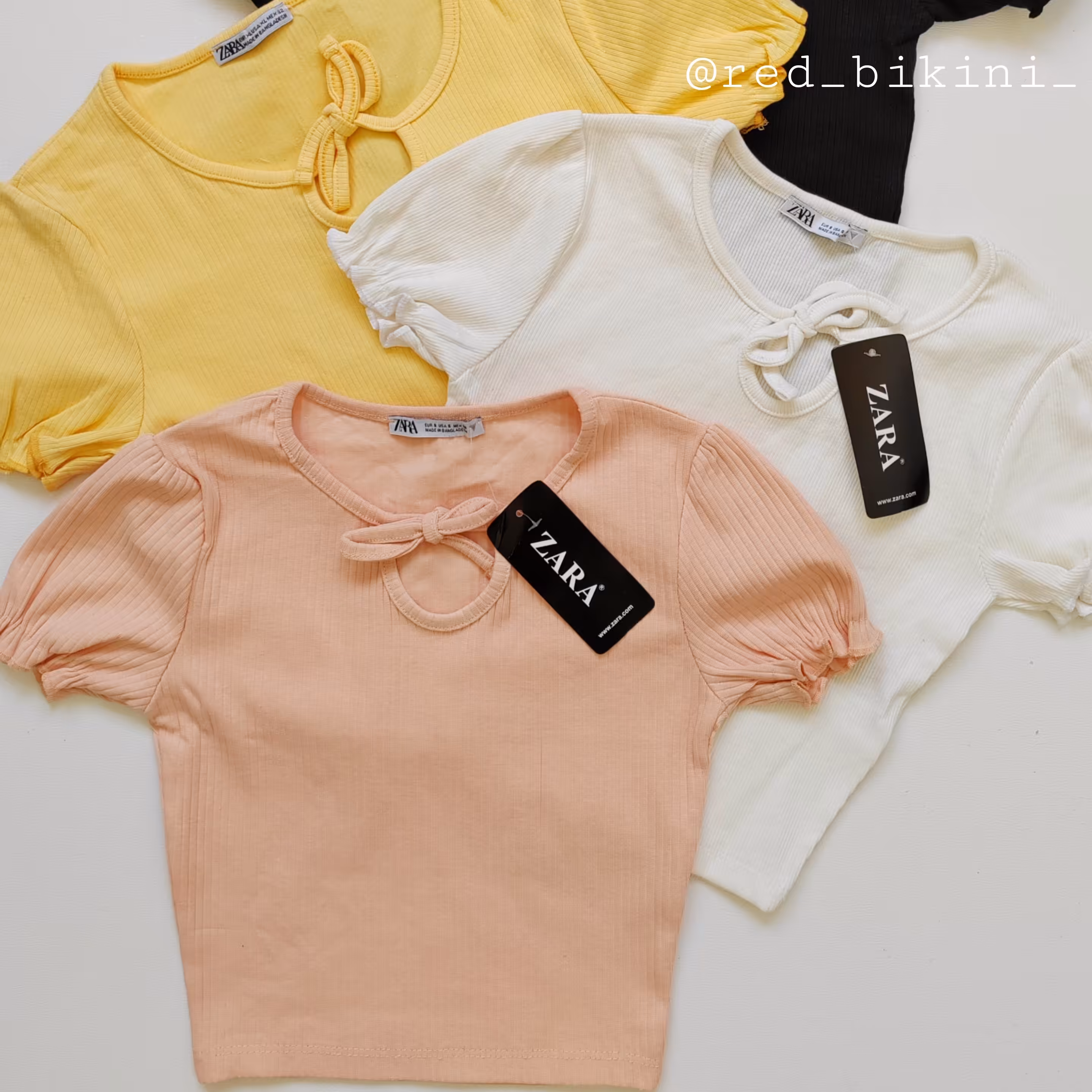 کراپ آستین کوتاه وارداتی zara سایز کوچیک مناسب سایز 32 و 34 و 36