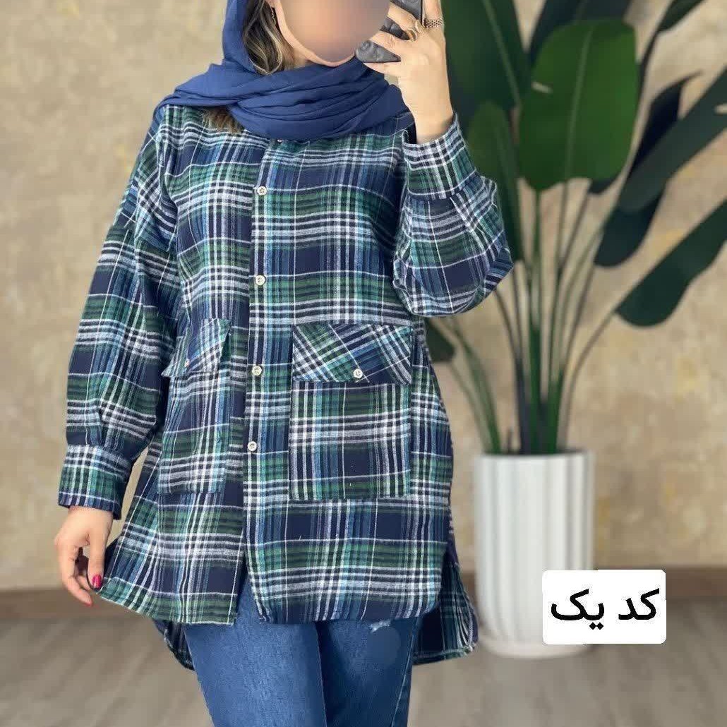 ارسال رایگان مدل النازجنس چهارخونه پشمی پاییزه و زمستانه مانتو دخترانه و زنانه فری سایز سایز بزرگ
