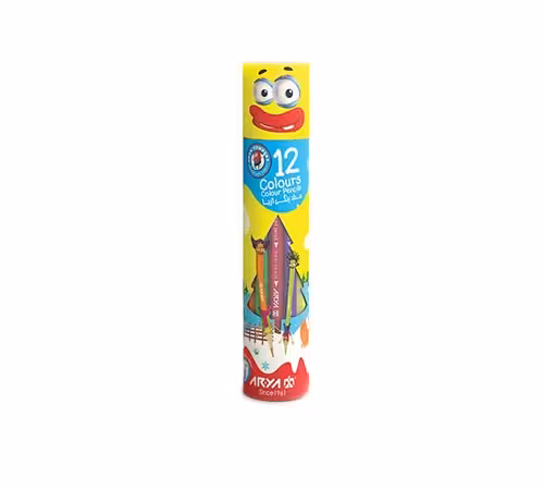 مداد رنگی آریا 12 رنگ جعبه استوانه ای مدل 3051