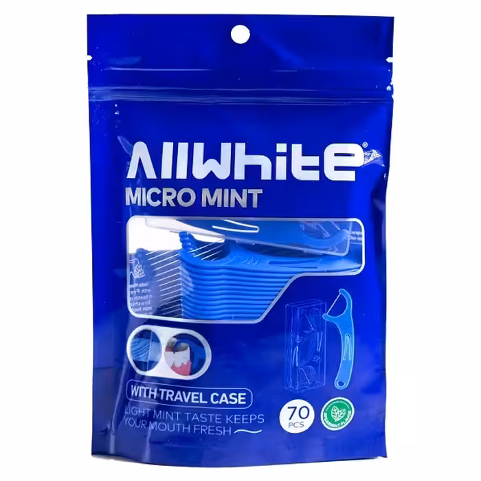 آل وایت نخ دندان کمانی با اسانس نعنا 70 عددی MICRO MINT