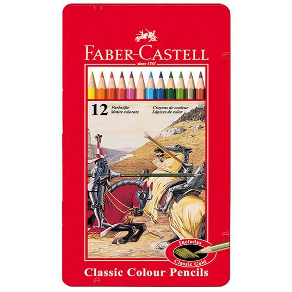 مداد رنگی 12 رنگ جعبه فلزی فابرکاستل Faber-Castell