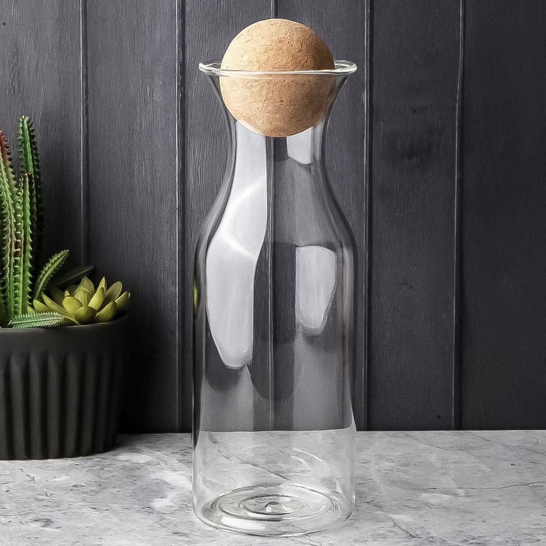 بطری آب پیرکس با درب چوب پنبه توپی