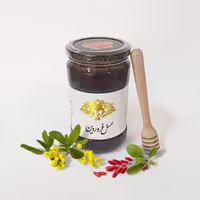 عسل زرشک خام و طبیعی فروردین ساکارز0.7 درمانی کمیاب و نادر(850گرمی)