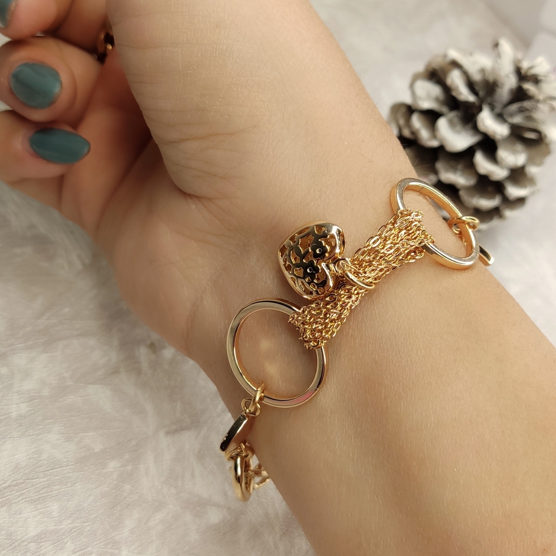 دستبند با آویز قلب برند ژوپینگ روکش طلای 18