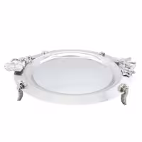 سینی استیل نگار مدل رز   دسته نقره ای رنگ کد 306