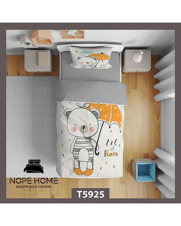 سرویس لحاف روتختی کودک یک نفره 5 تکه نوپه هوم Nopehome طرح خرس و چتر کد T5925
