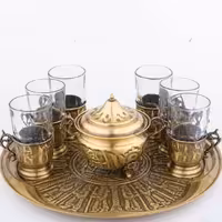 سرویس چایخوری برنجی قلمزنی