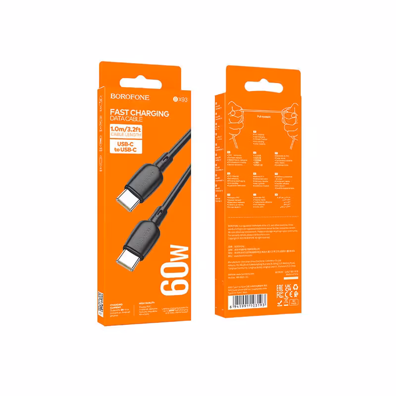 کابل USB-C بروفون مدل BX93 60 W طول 1 متر ( دو سر تایپ C ) | موبوران