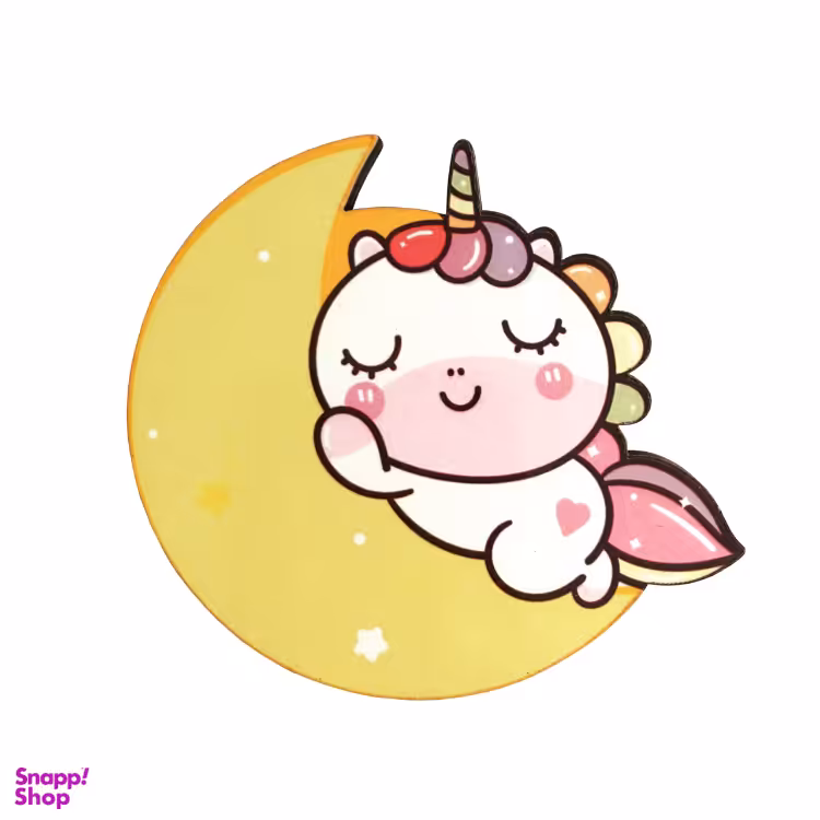 آینه جیبی دست ساز طرح یونیکورن خوابالو و ماه