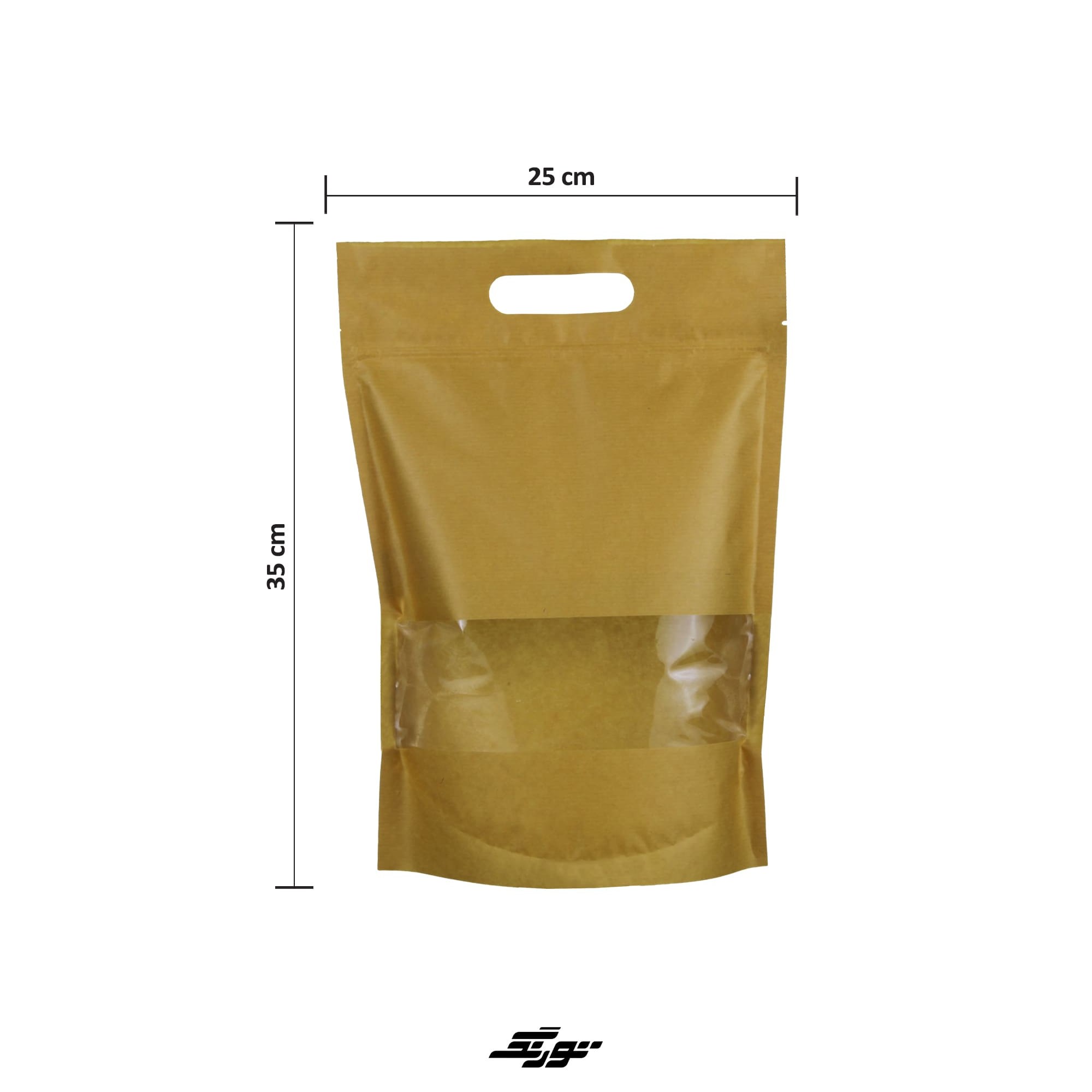 پاکت کرافت پنجره دار ایستاده زیپ دار 35x25 بسته 1 کیلویی
