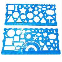 خط کش شابلون دار اشکال هندسی دوتایی   خطکش شابلون دار دوتایی  شابلون  خط کش اشکال هندسی  خطکش  خط کش