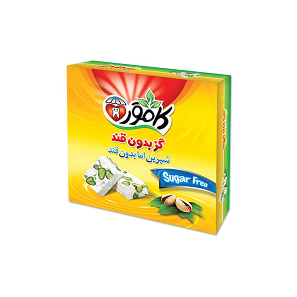 گز با 18% مغز بادام و پسته‌ رژیمی بدون قند کامور KAMVAR
