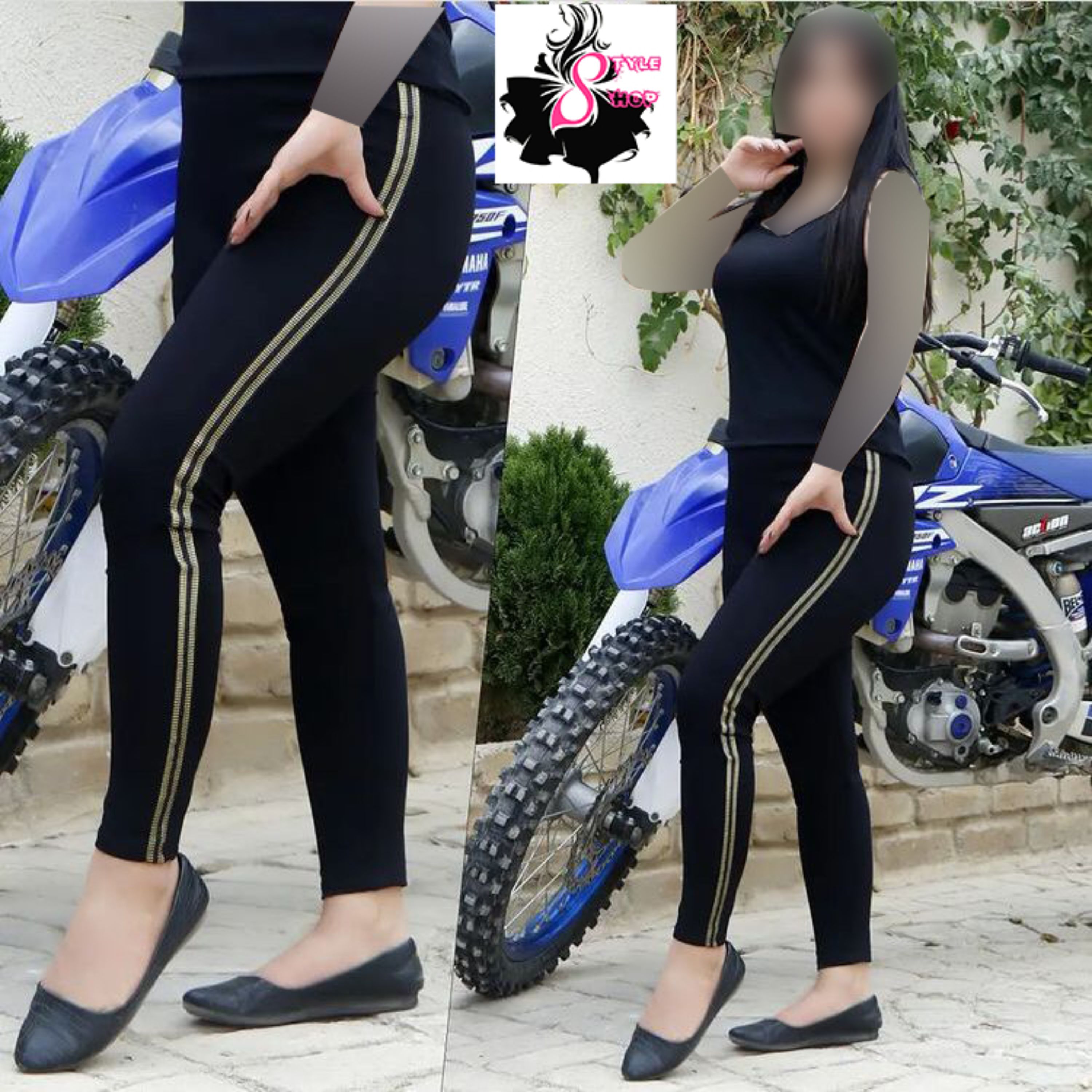 شلوار زنانه بغل نوار طلایی