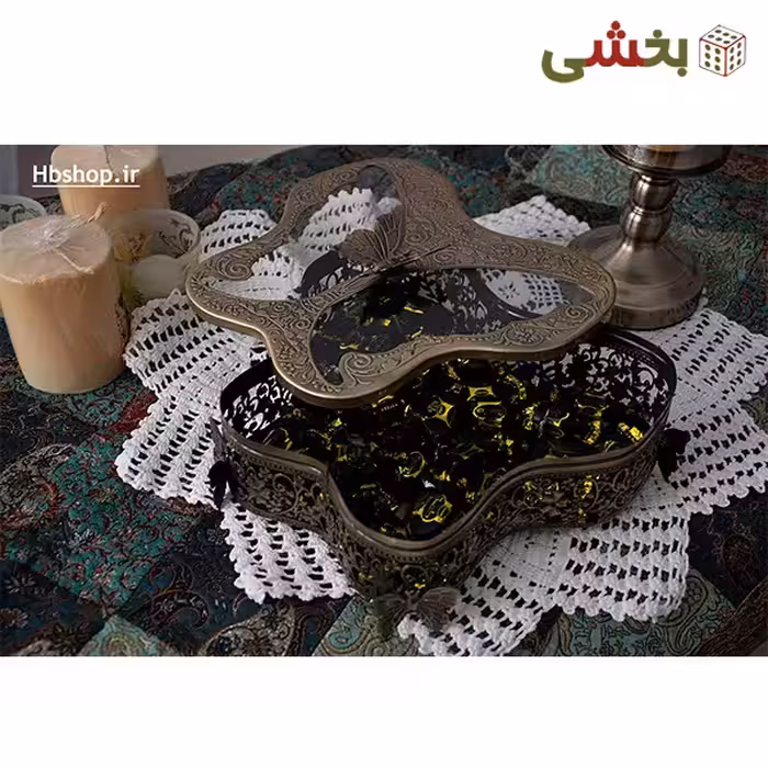 شکلات خوری آنتیک زمرد مدل پروانه کد 5520