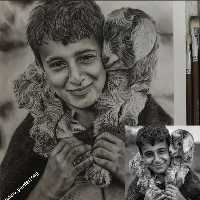 نقاشی پسرچوپان سیاه قلم (هایپر رئال) ابعاد 30×40 یاa3