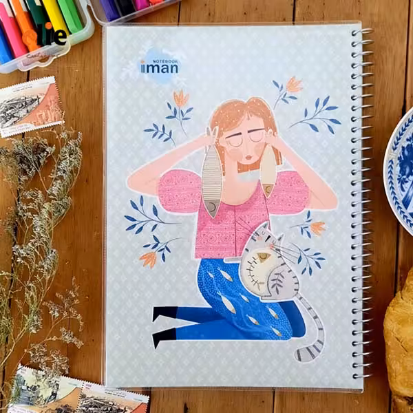 دفتر سیمی 100 برگ ایمان جلد پرسی طرح 020