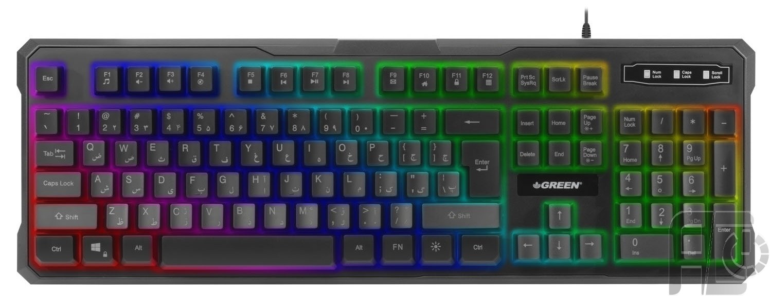 کيبورد Green مدل GK-601-RGB با حروف فارسی - فروشگاه اینترنتی طیف سنتر