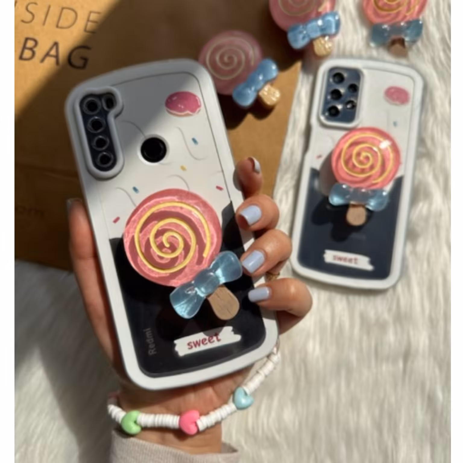قاب آبنبات  sweet candy با آویز فانتزی دخترانه سامسونگ شیائومی 