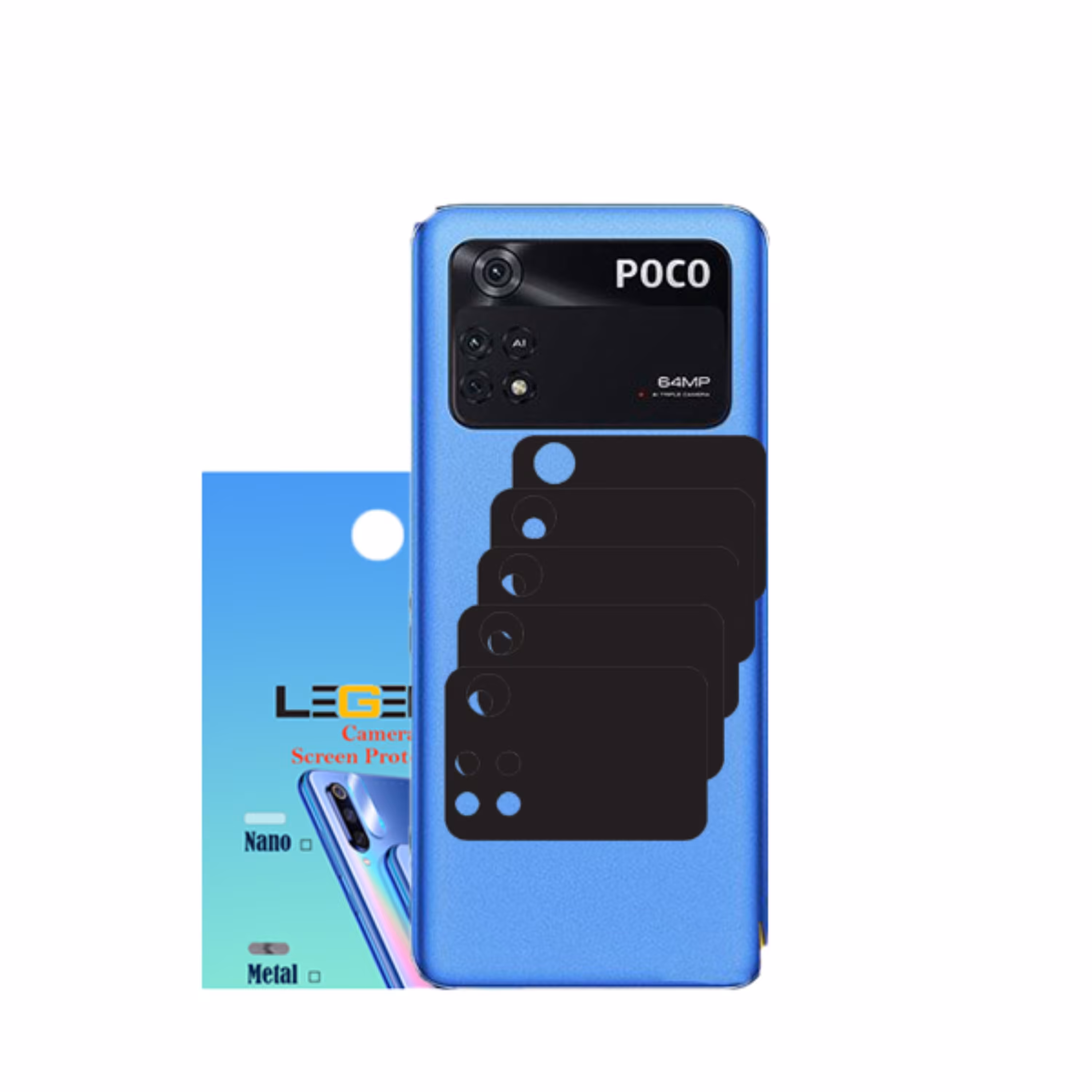 محافظ لنز دوربین مدل لجند مناسب موبایل شیائومی Poco M4 Pro بسته 5 عددی