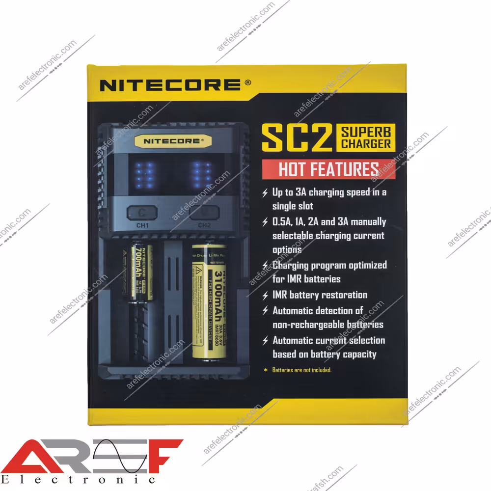 شارژر فست شارژ دوتایی NITECORE مدل SC2 - فروشگاه عارف الکترونیک