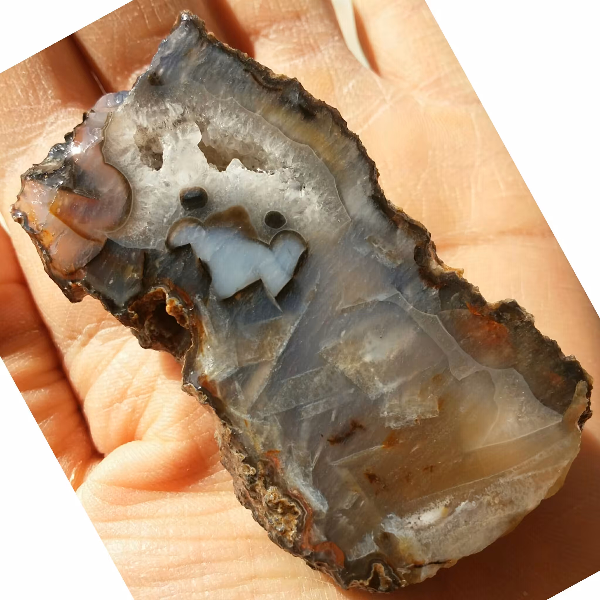 اسلایس سنگ راف عقیق سلیمانی رنگی مصور دو طرفه 100 در 100 طبیعی شاهکار خلقت