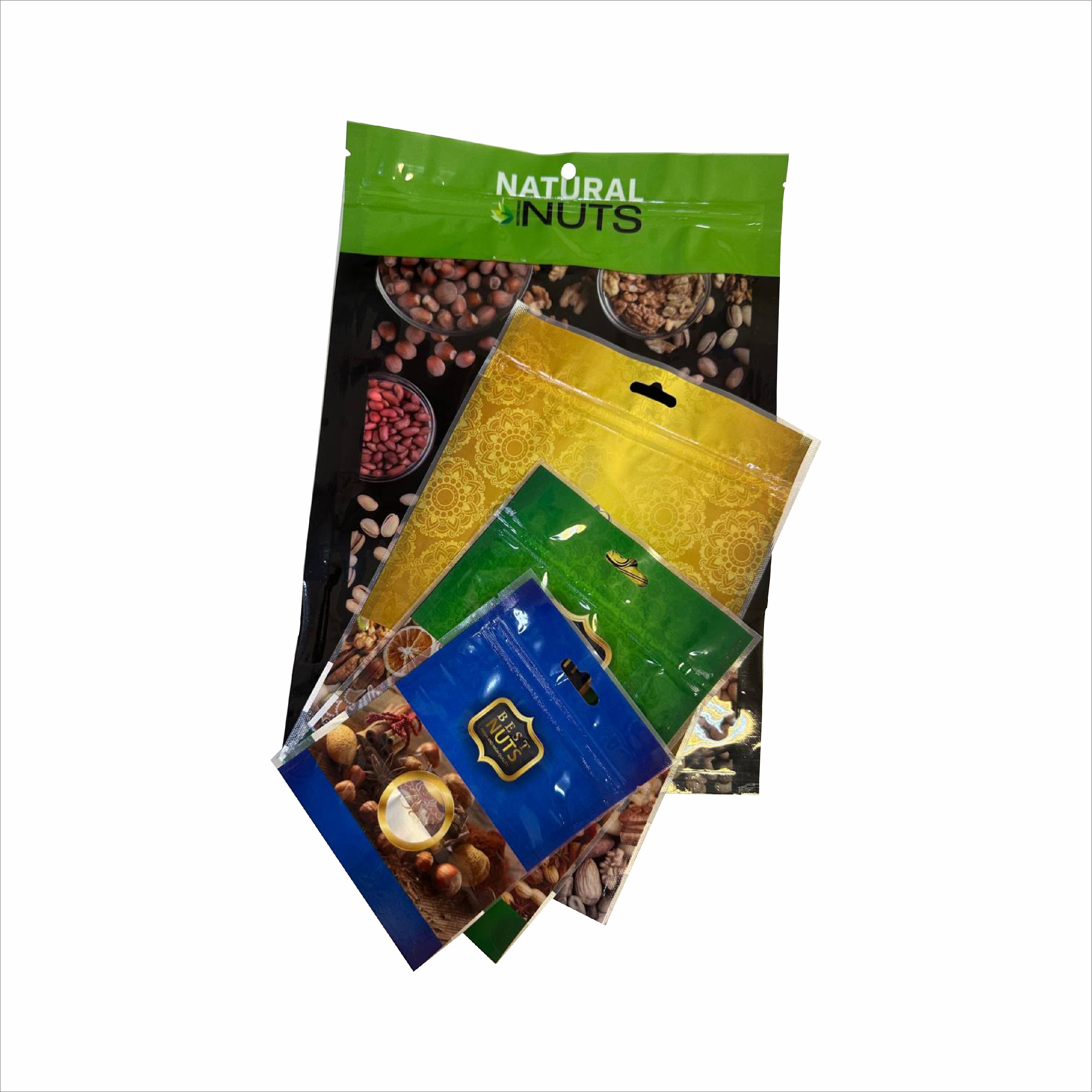 پاکت آجیلی زیپ کیپ دار سایز 20 در 30 تعداد ( 60 عدد) 1000 گرم در طرح های متنوع