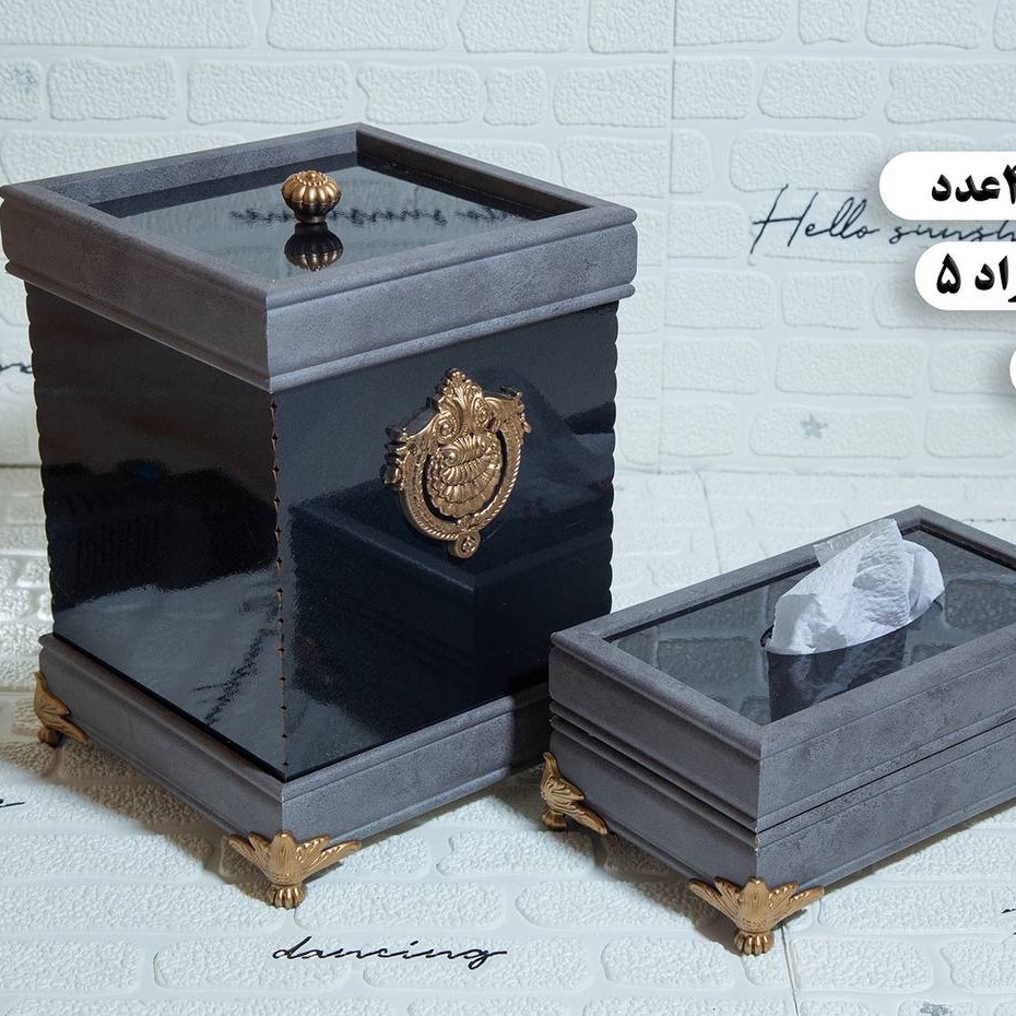 سطل و دستمال ام دی اف برند فرزاد مشکی براق