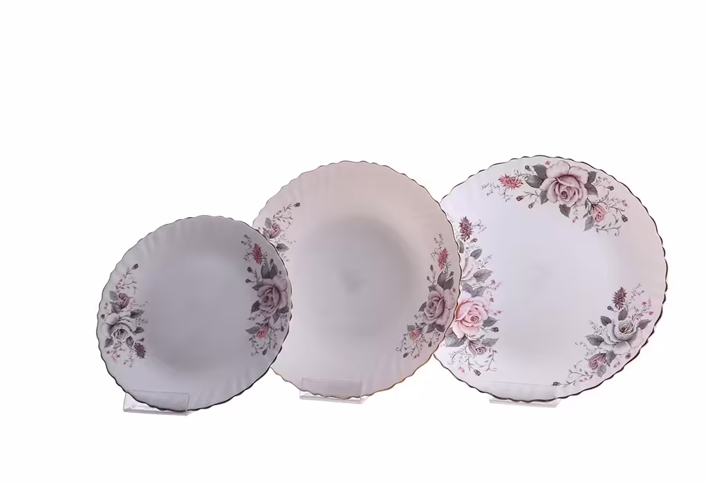 سرویس 6نفره اوپال مقصود طرح  گلوریاصورتی لب طلا