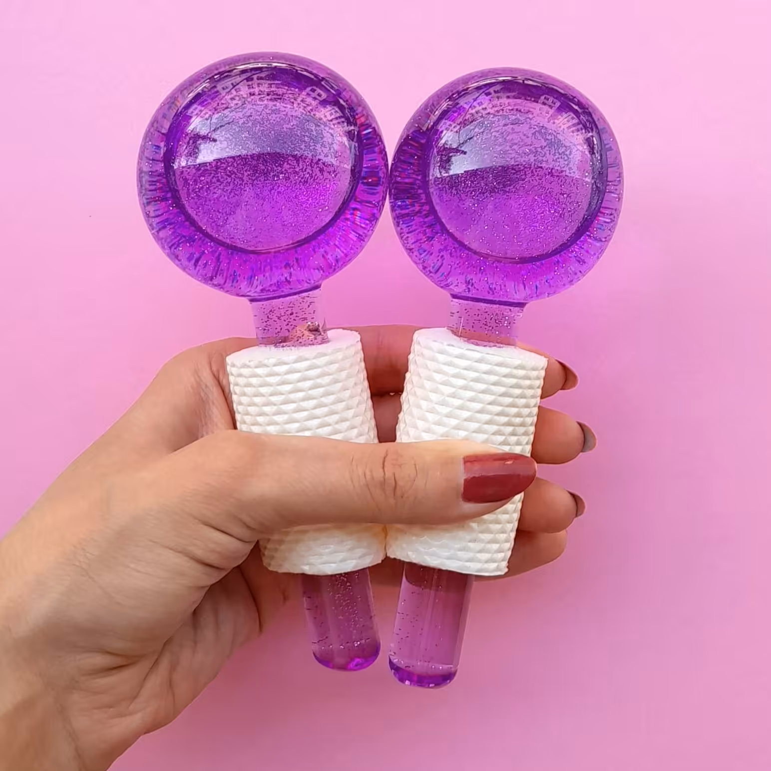 گوی یخ شاینی بنفش جفتی