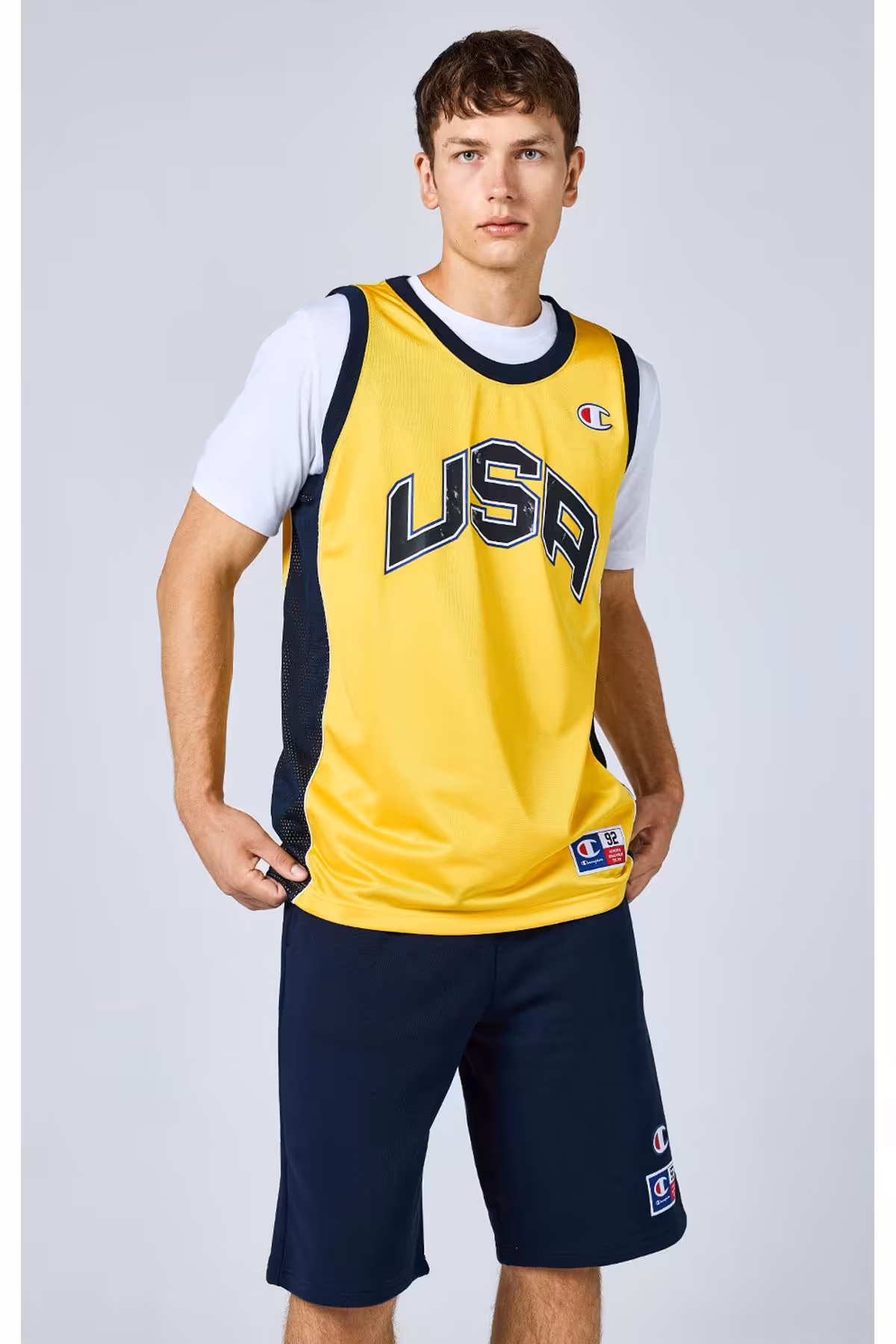 پیراهن ورزشی زرد مردانه تانک یکپارچهسازی با سیستمعامل Champion
