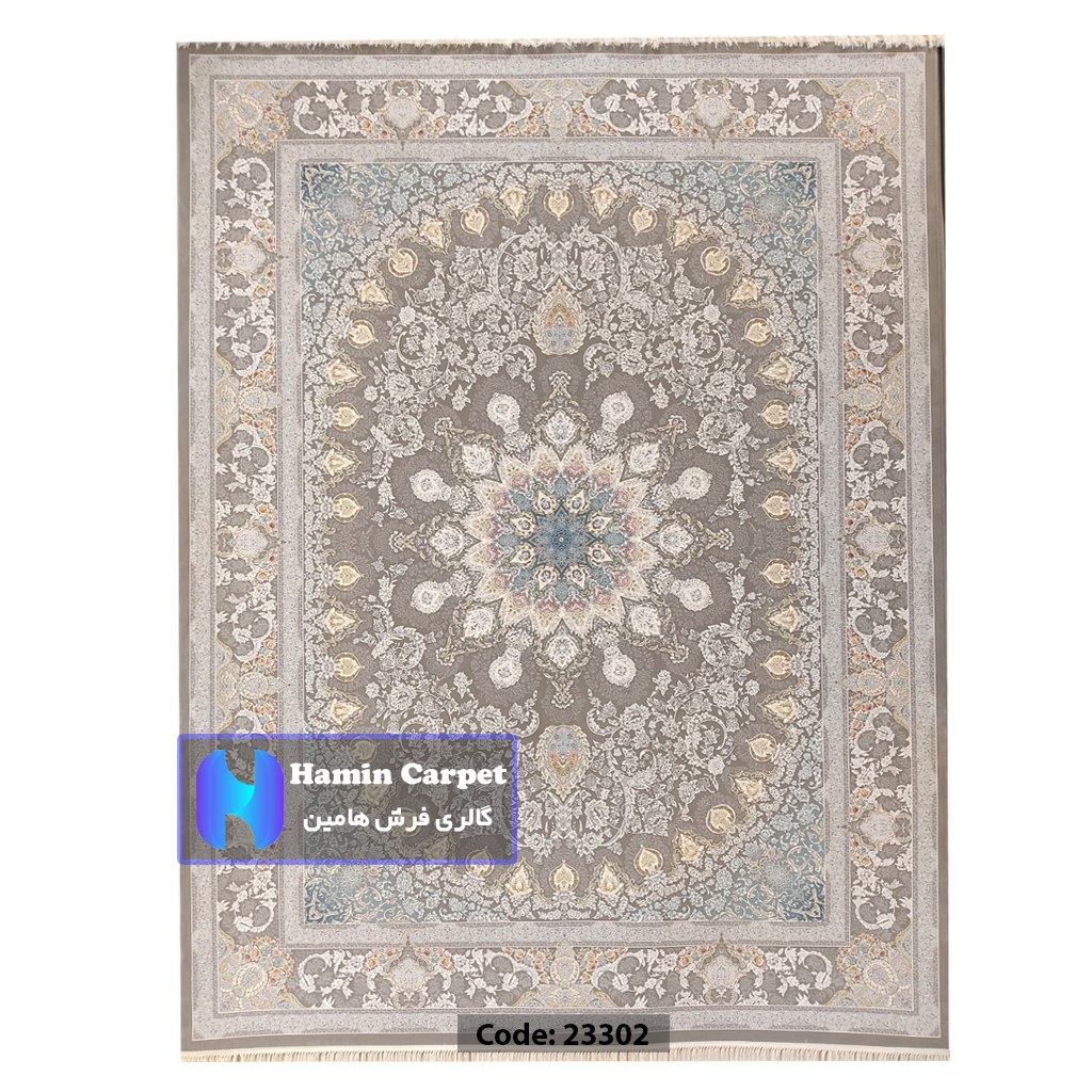 فرش 9 متری 1200 شانه تراکم 3600 نخ اکلریک گل برجسته کد AR23302