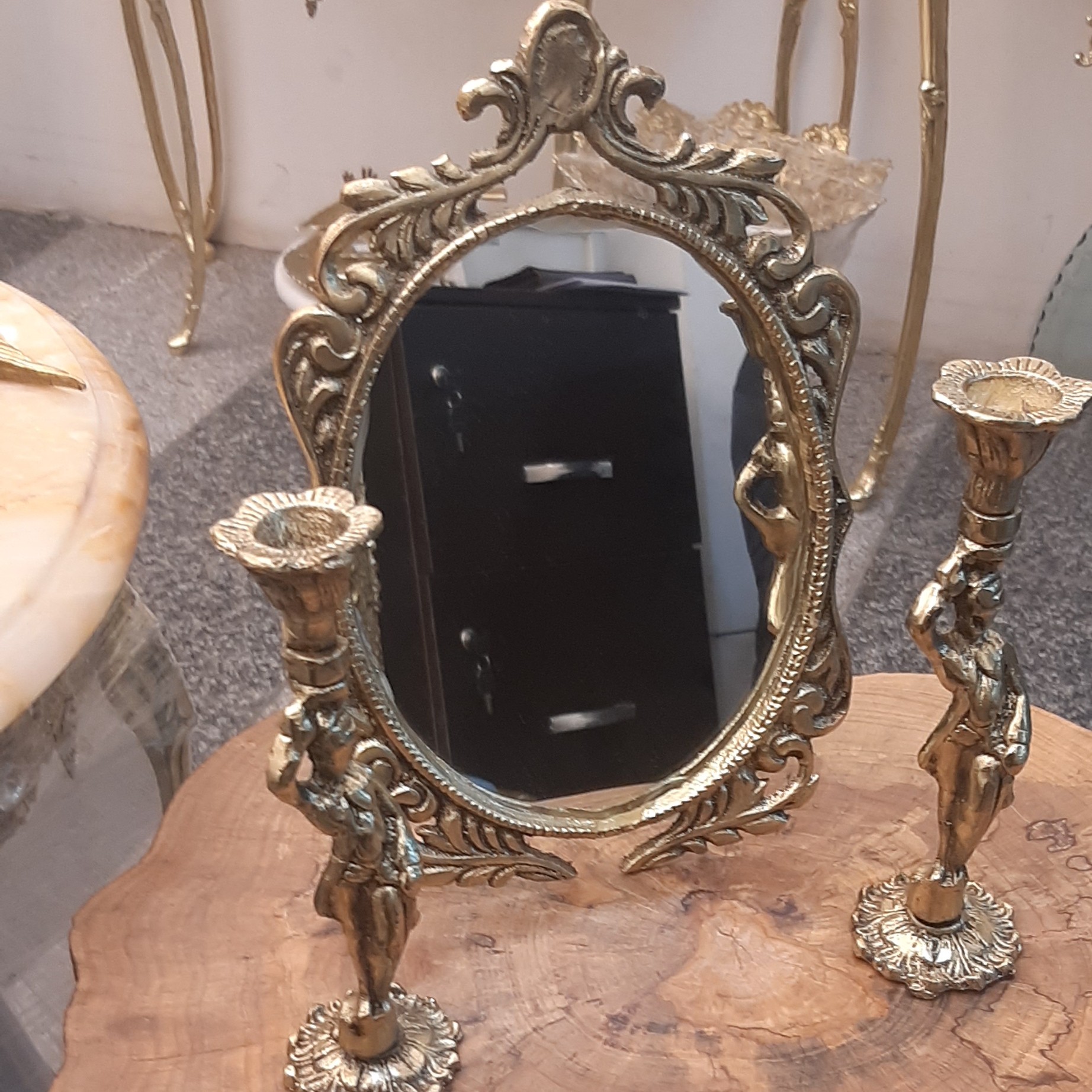 اینه شمعدون کوچک برنجی zl00020