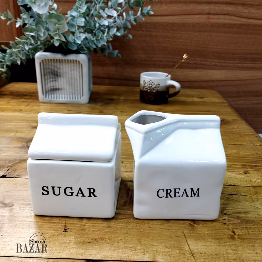 پک پاکت شیر و جا شکر سرامیک