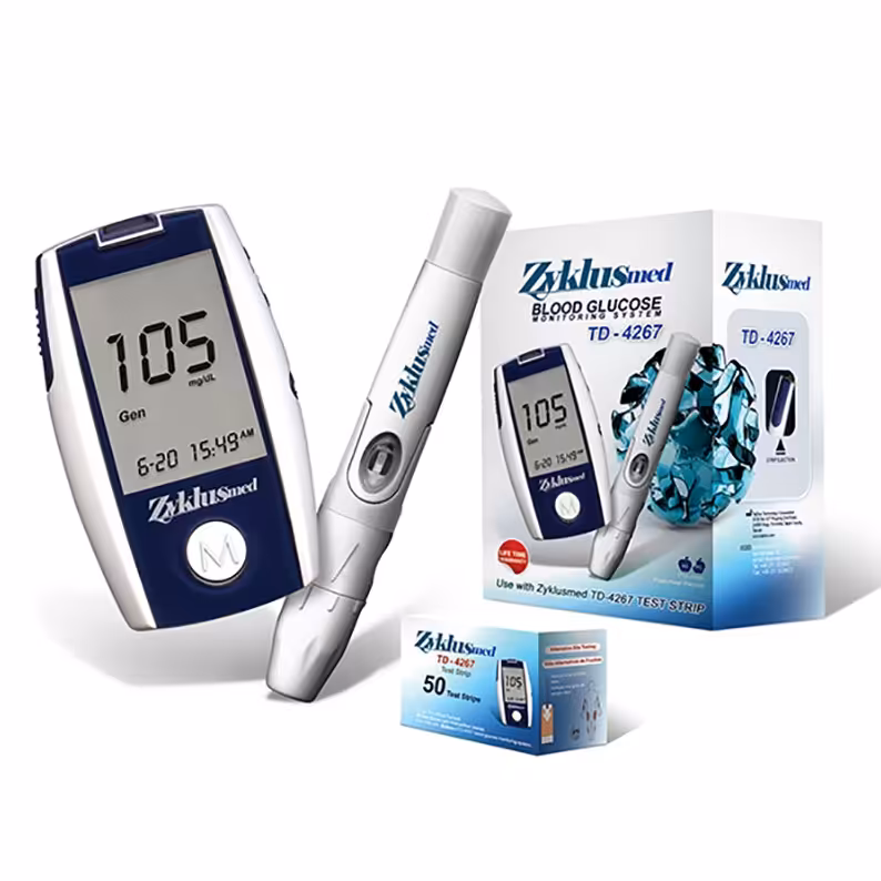 دستگاه تست قند خون زیکلاس مد با 25 عدد نوار مدل TD-4267