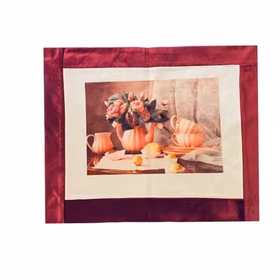 زیربشقابی مدل مخمل زرشکی طرح رز