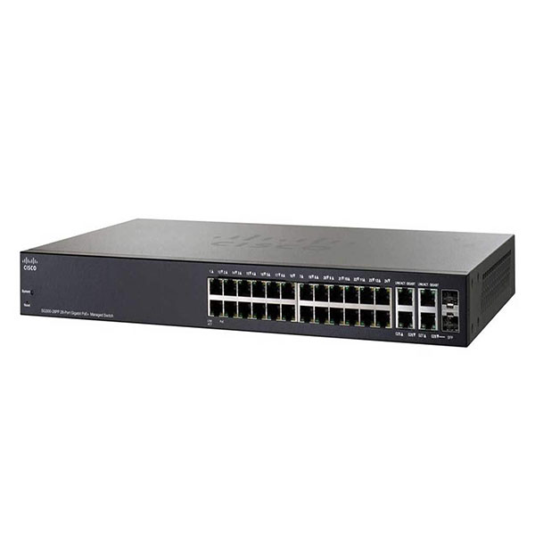 سوئیچ شبکه 28 پورت سیسکو مدل SG350-28P - فروشگاه اینترنتی طیف سنتر