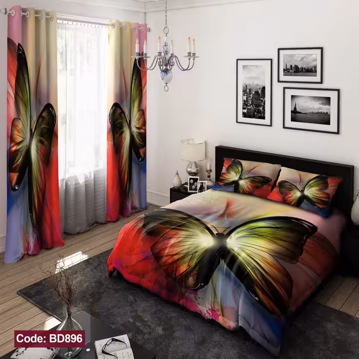 روتختی دونفره شیش تیکه سه بعدی طرح پروانه ارسال سراسر کشور رایگان 