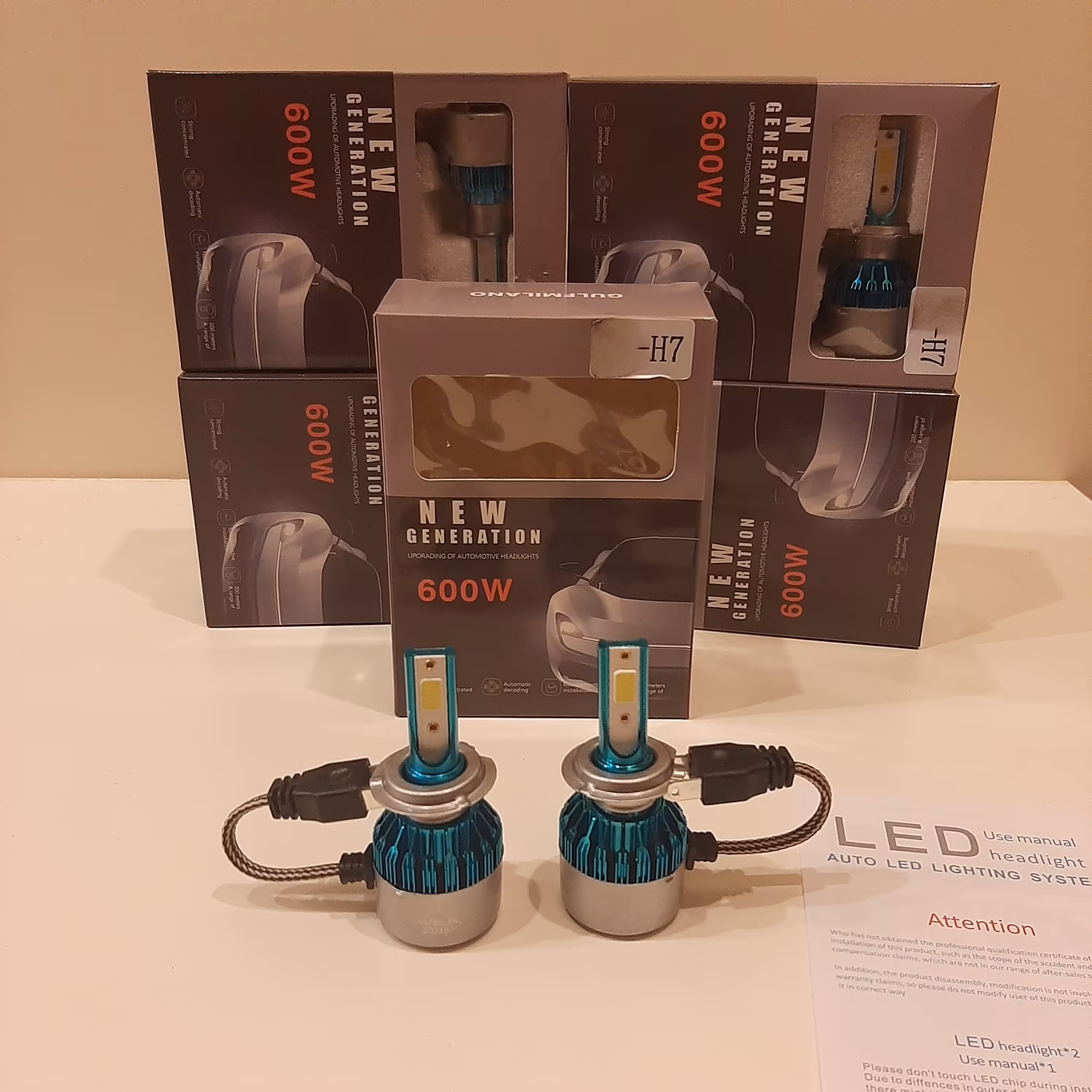 هدلایت H7 بسته دو عددی رنگ سفید 600w h7