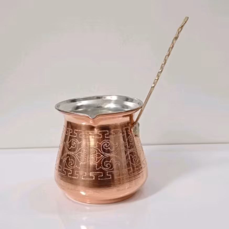 شیر یا قهوه جوش مسی دسته برنجی سایز 3نانو شده