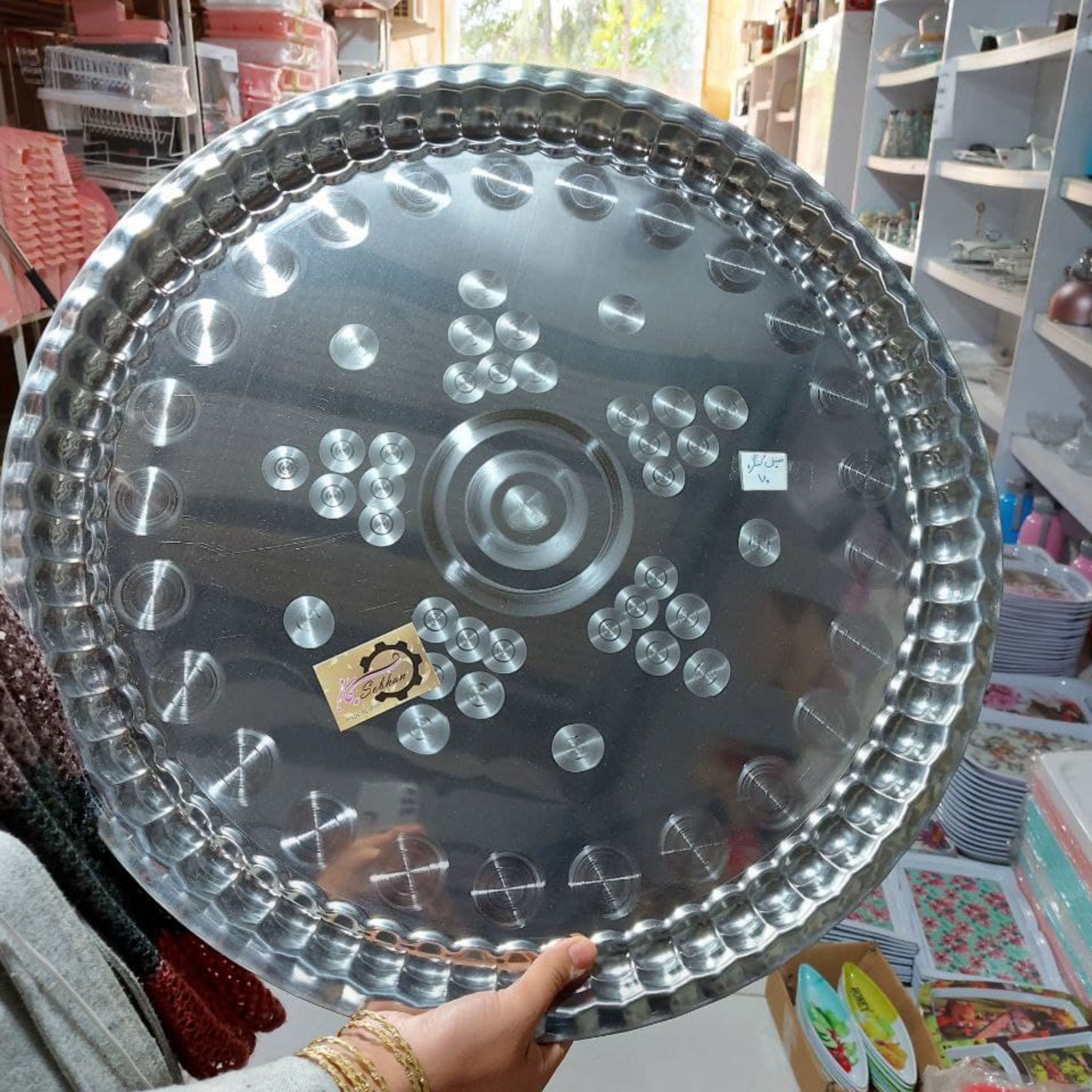 سینی استیل لبه کنگره سایز 60 با ورق ضخیم