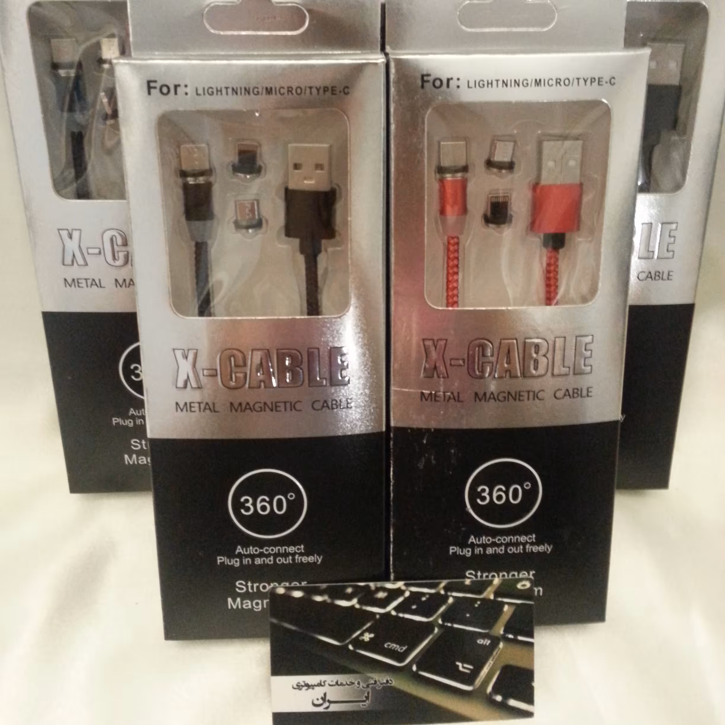 کابل مغناطیسی شارژ مگنتی سه سر طول کابل یک متر دارای 4رنگ چراغ دار فست شارژر