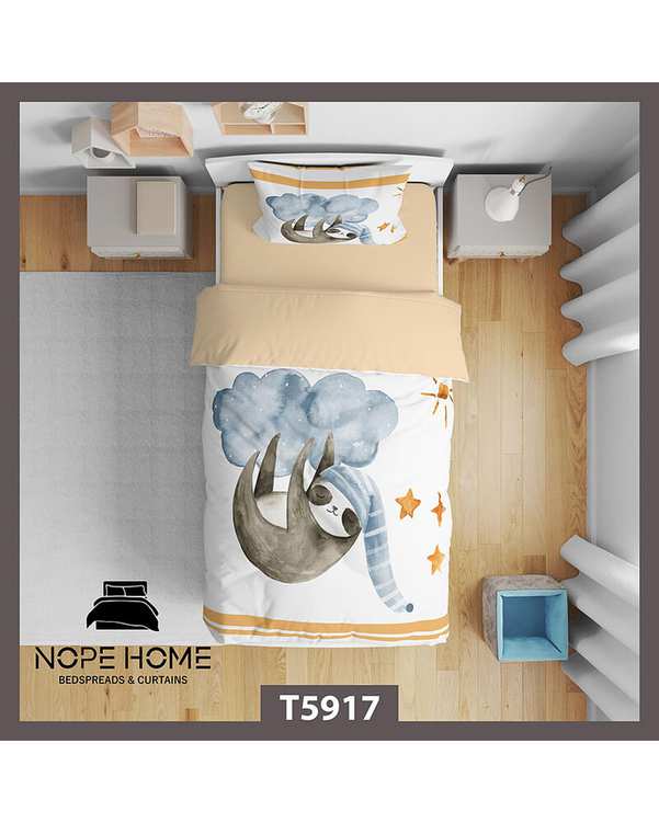 سرویس لحاف روتختی کودک یک نفره 5 تکه نوپه هوم Nopehome طرح حیوون تنبل کد T5917