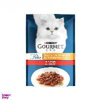 پوچ گربه بالغ گورمت مدل گوشت گاو وزن 85 گرم
