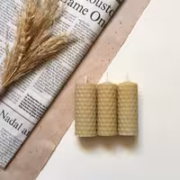 شمع موم عسل طبیعی رنگ زرد کم رنگ بسته 3عددی