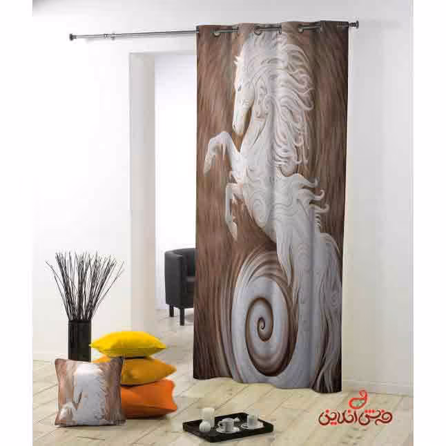 پرده 2عددی طرح سه بعدی اسب سفیدکد 2431