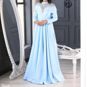 پیراهن مهمانی زنانه ساتن آمریکایی و مروارید مدل مجلسی گلاره