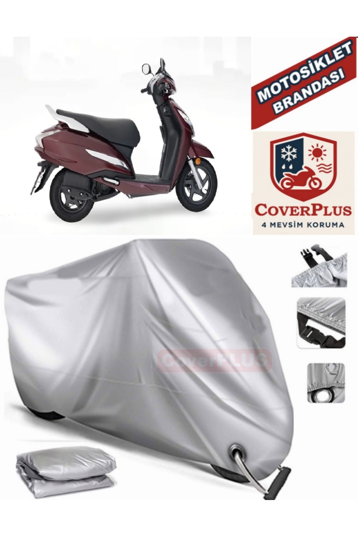 چادر موتورسیکلت خاکستری هدف موتور سیکلت GRAY LOCK سازگار با قفل پوشش 110 MOTOEN MotoEn