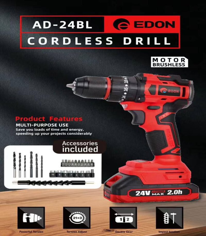 دریل شارژی براشلس 24 ولت ادون مدلad24_dl