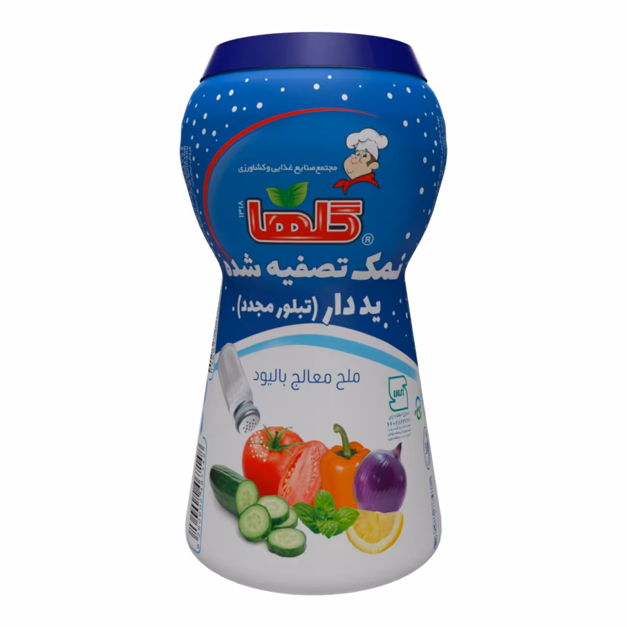 نمک تصفیه شده یددار گلها حجم 500 گرم – بطری