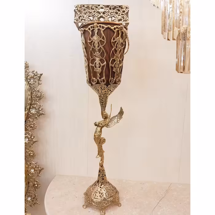 سطل و جا دستمال برنزی مدل فرشته (سطل وجا دستمال کاغذی برنجی) 